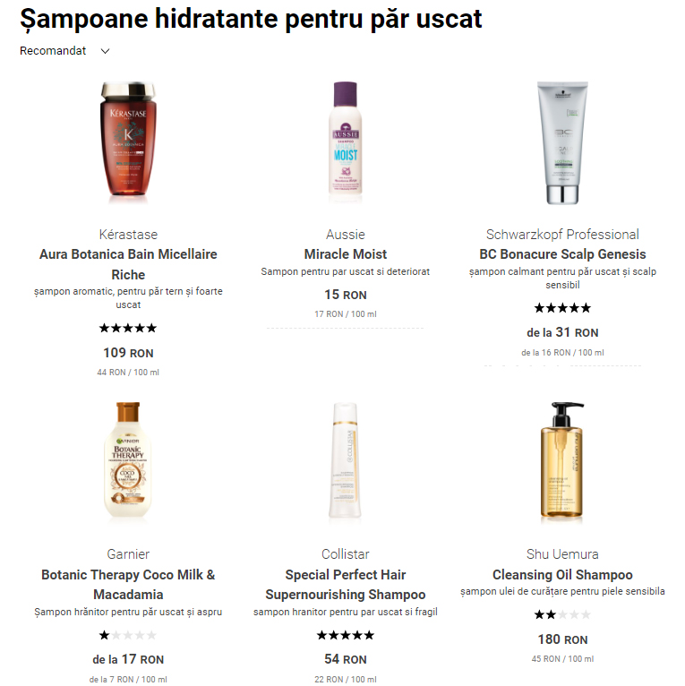 Șampoane hidratante pentru păr uscat